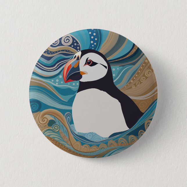 Schöne Ozeanwellen im Atlantik Button (Vorderseite)