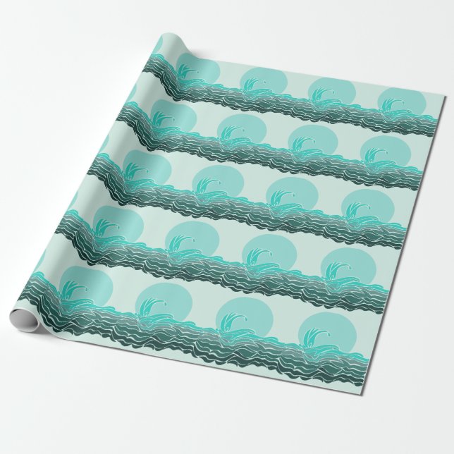 Schöne Ozeanwellen und Sonnenuntergang Geschenkpapier (Ungerollt)