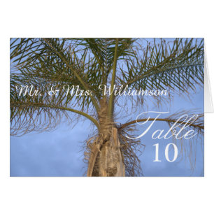Schöne Palmbaum-Strandhochzeit-Tischzeltkarten