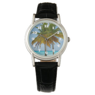 Schöne Palmen an einem tropischen Strand Armbanduhr
