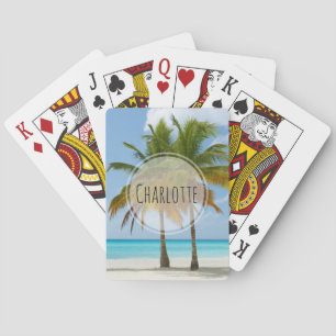Schöne Palmen an einem tropischen Strand Spielkarten