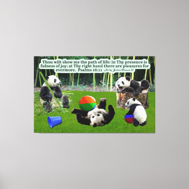 Schöne Panda-Schrift: Psalmen 16:11 Leinwanddruck (Vorderseite)