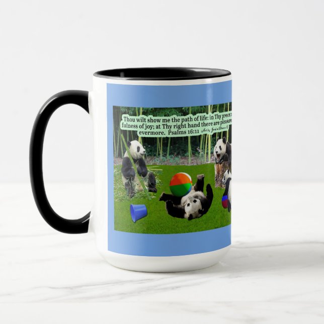 Schöne Panda-Schrift Psalmen 16:11 Tasse (Links)
