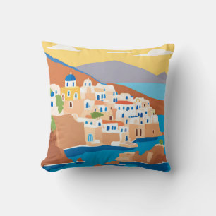 Schöne Panoramasicht auf Santorini Kissen
