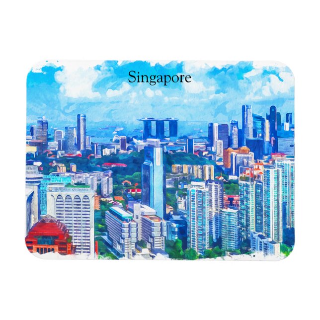 Schöne Panoramasicht auf Singapur Asien Magnet (Horizontal)