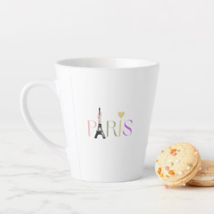 Schöne Pariser Text & Eiffelturm Latte Kaffeetasse Milchtasse
