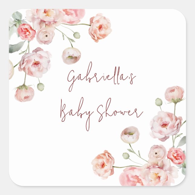 Schöne Pastel Babydusche Quadratischer Aufkleber (Vorderseite)