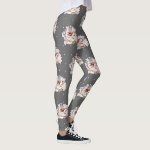 Schöne Pastel Floral mit Punkten auf Chic Gray Leggings