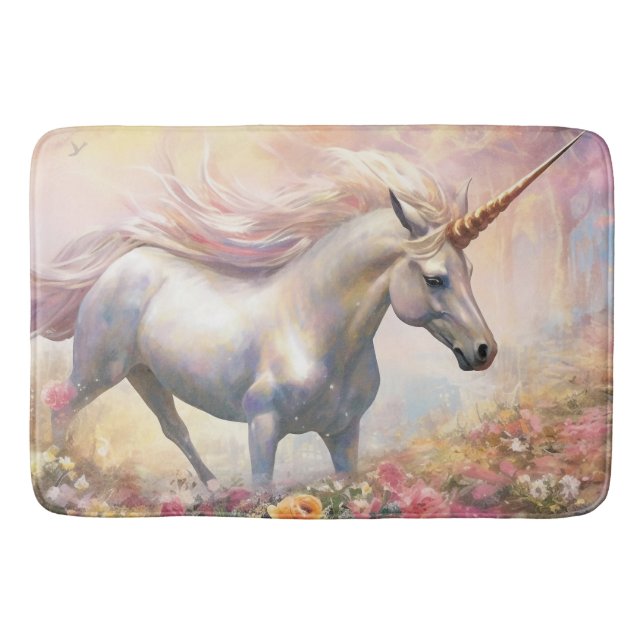Schöne Pastel Gold Magical Unicorn Badematte (Vorderseite)