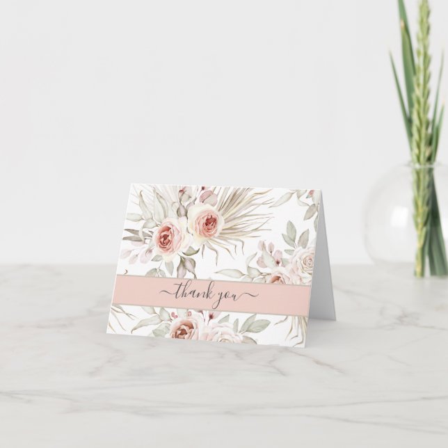 Schöne Pastel Pink Floral, vielen Dank Dankeskarte (Vorderseite)