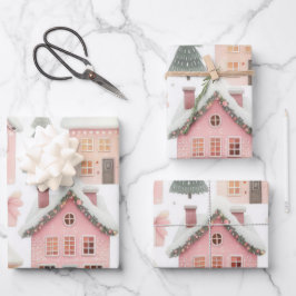 Schöne Pastel Pink Weihnachtsdesigns Geschenkpapier Set