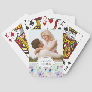 Schöne Pastelflorale Wasserfarbe - Hochzeitliches  Spielkarten