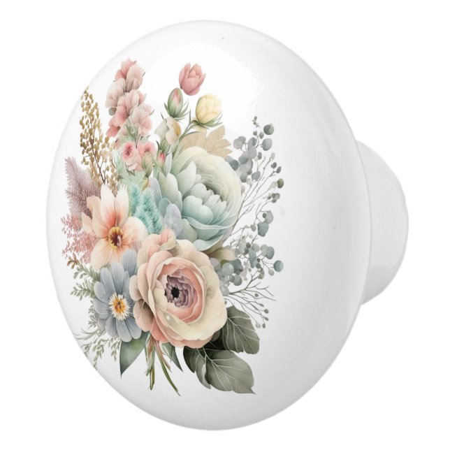 Schöne Pastell Mixed Floral Bouquet Keramikknauf (Rechts)