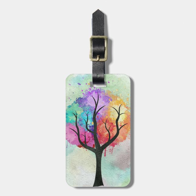 schöne, pastellfarbene Bäume Abstrakte Ölgemälde Gepäckanhänger (Vorderseite vertikal)