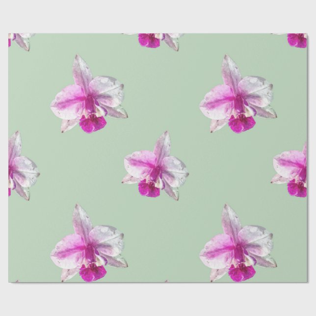 Schöne pastellrosa tropische Orchideen Geschenkpapier (Flach)
