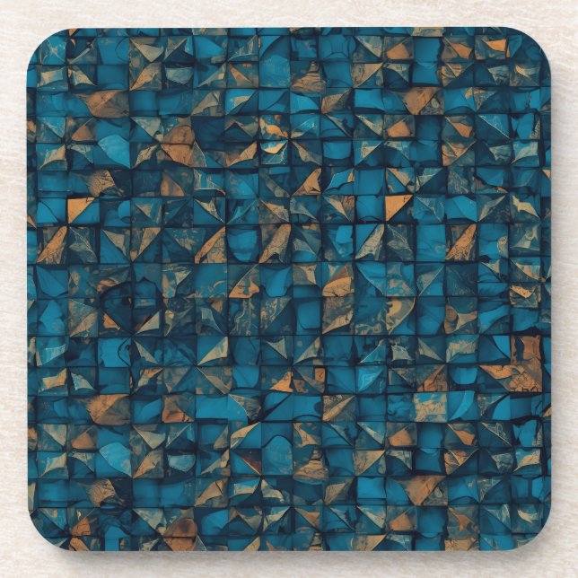 Schöne Patchwork-"Optik" in Dunkel-Türkis Getränkeuntersetzer (Vorderseite)
