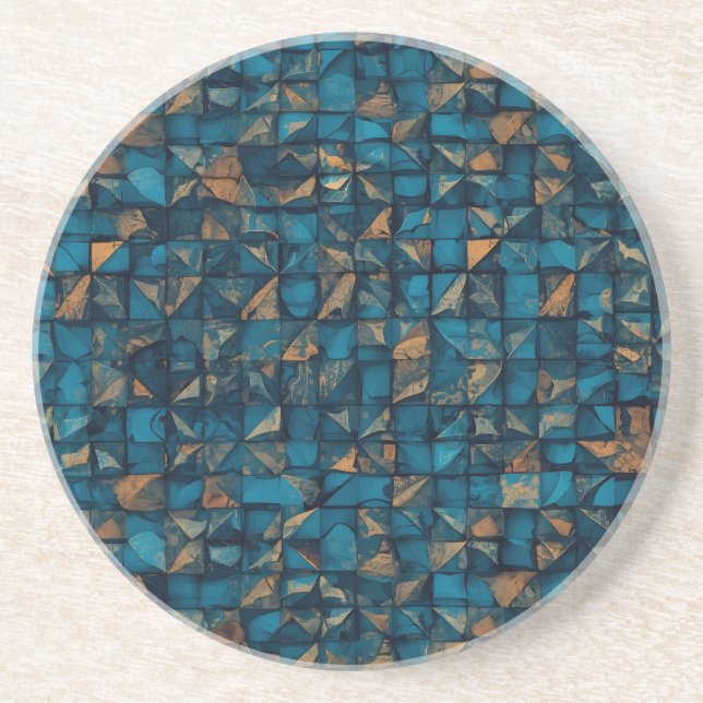 Schöne Patchwork-Optik in Dunkel-Türkis Getränkeuntersetzer (Vorne)