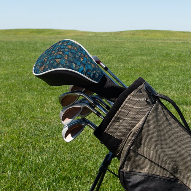 Schöne Patchwork-Optik in Dunkel-Türkis Golf Headcover (In SItu)