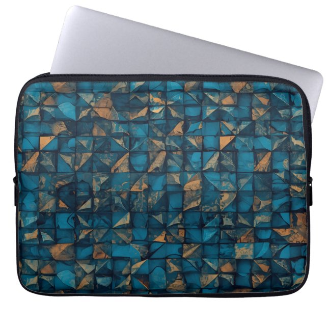 Schöne Patchwork-"Optik" in Dunkel-Türkis Laptopschutzhülle (Vorderseite)