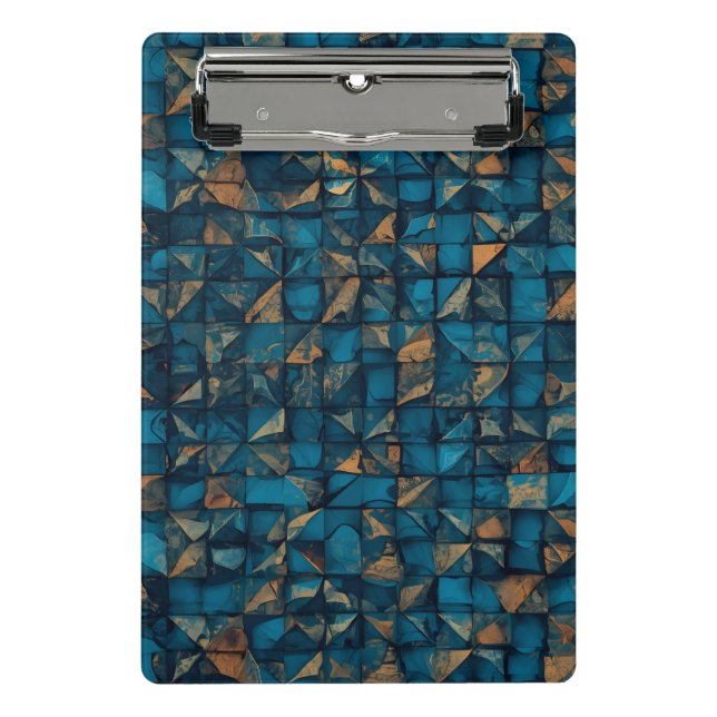 Schöne Patchwork-"Optik" in Dunkel-Türkis Mini Klemmbrett (Vorderseite)