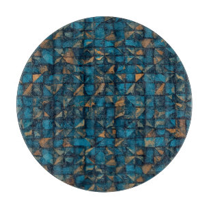 Schöne Patchwork-Optik in Dunkel-Türkis Schneidebrett