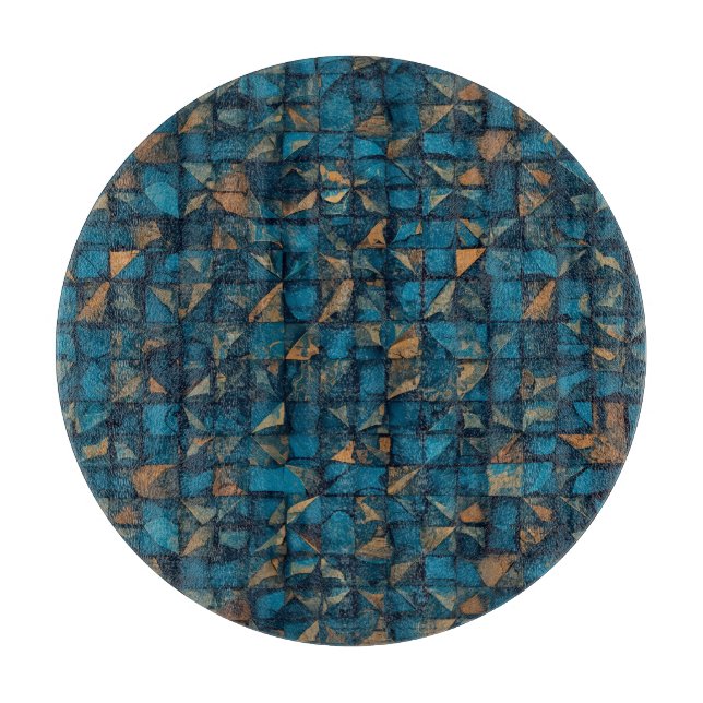 Schöne Patchwork-Optik in Dunkel-Türkis Schneidebrett (Vorderseite)