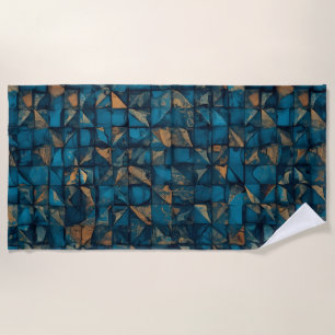 Schöne Patchwork-Optik in Dunkel-Türkis Strandtuch