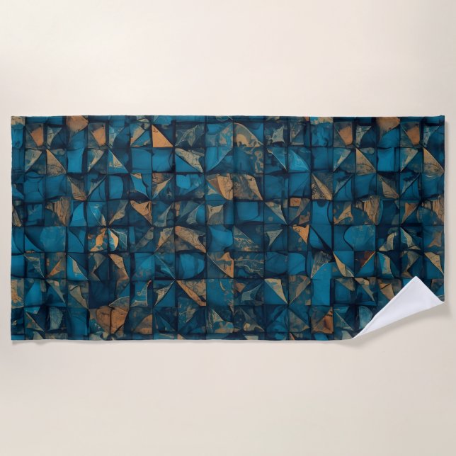 Schöne Patchwork-Optik in Dunkel-Türkis Strandtuch (Vorderseite)