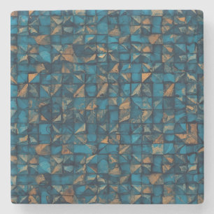 Schöne Patchwork-Optik in dunklem Türkis Steinuntersetzer
