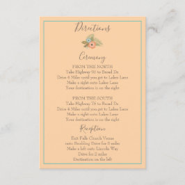 Schöne Peach Floral Directions Begleitkarte