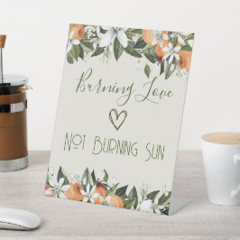 Schöne Peaches SunScreen Station Brennen Sockelschild