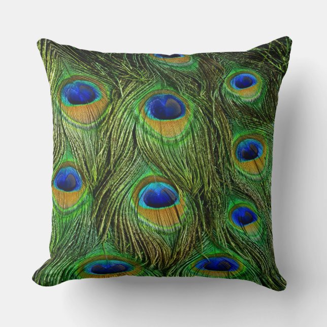 Schöne Peacock Feathers Kissen (Vorderseite)