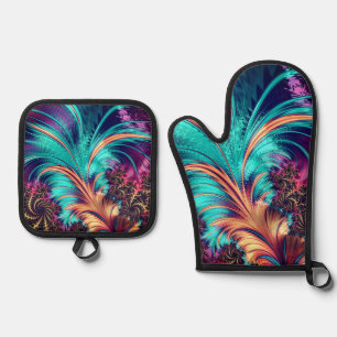 Schöne Peacock Feathers Ofenhandschuh & Topflappen-Set