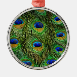 Schöne Peacock Feathers Ornament Aus Metall
