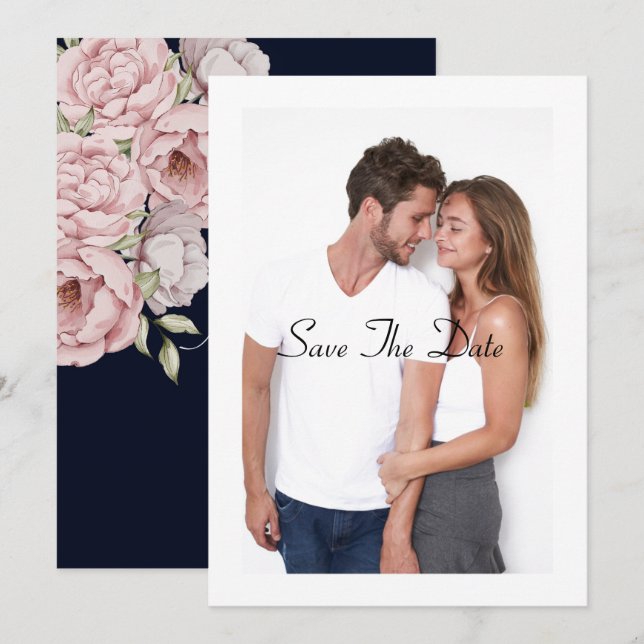 schöne, Peony Save the Date Hochzeitskarte Einladung (Vorne/Hinten)