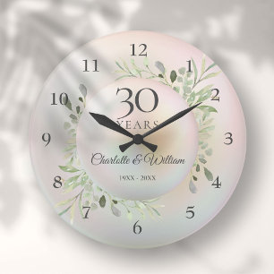 Schöne Perle 30. Hochzeitstags-Grün Große Wanduhr