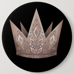 Schöne Perlenperlen Glitzer Krone goldene Bronze Button