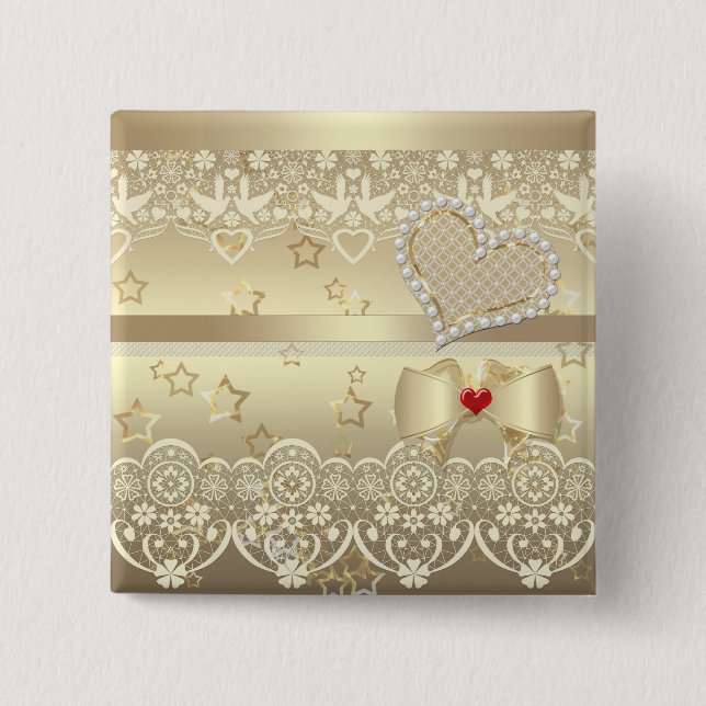 Schöne Perlperlen Glitzer Spitzenklasse Button (Vorderseite)