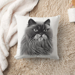 Schöne persische Katze in Schwarz und Weiß Kissen