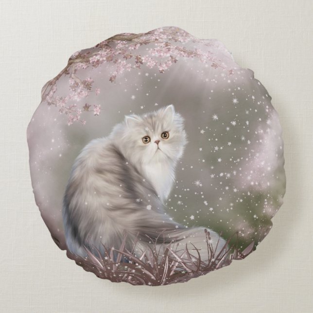 Schöne persische Miezekatzekatze Rundes Kissen (Rückseite)