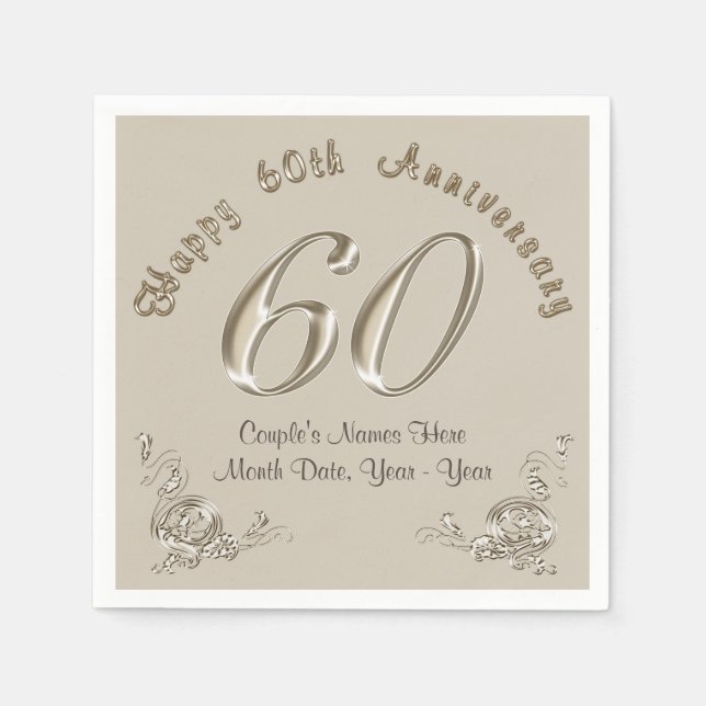 Schöne Personalisierte 60 Jahre Jubiläum Napkins Serviette (Vorderseite)