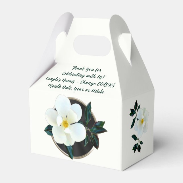 Schöne Personalisierte Magnolia-Gastgeschenke Hoch Geschenkschachtel (Rückseite)