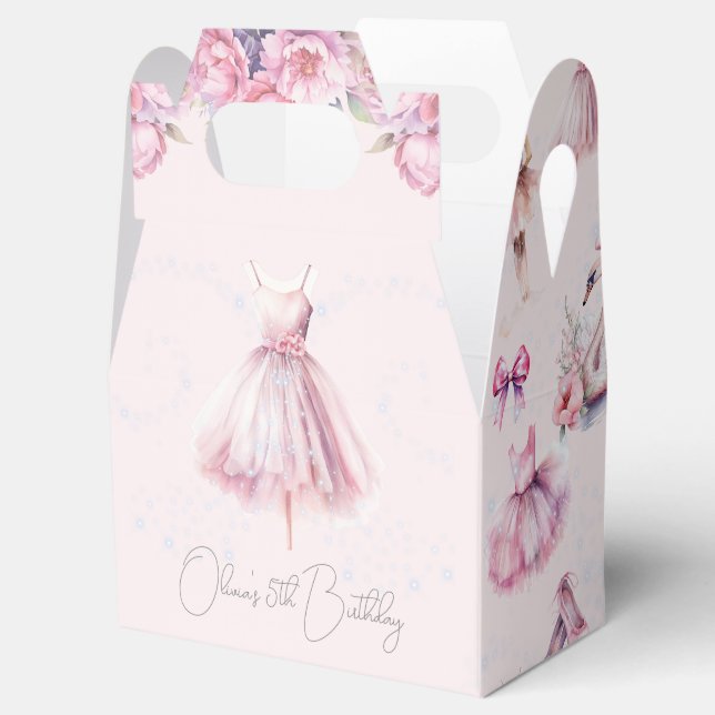 Schöne Personalisierte Pink Ballerina Geburtstag Geschenkschachtel (Geöffnet)