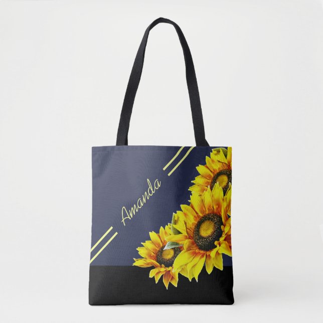 Schöne Personalisierte Sonnenblume Tote Tasche (Vorderseite)