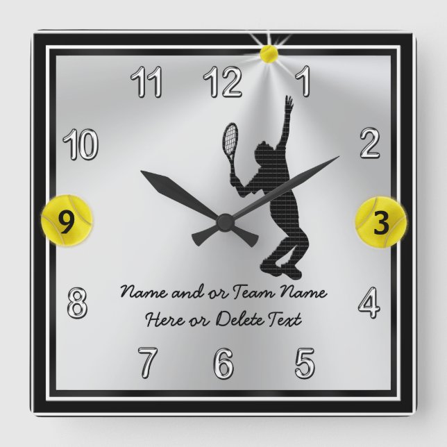 Schöne Personalisierte Tennisuhren für Männer, Jun Quadratische Wanduhr (Vorderseite)