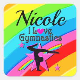 SCHÖNE PERSÖNLICHE IN LIEBE GYMNASTICS DESIGN QUADRATISCHER AUFKLEBER