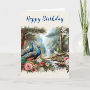 Schöne Pfauen im Regenwald Geburtstag  Karte
