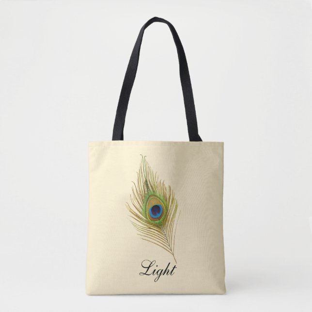 Schöne Pfauenfeder & Kalligraphie Tasche (Vorderseite)