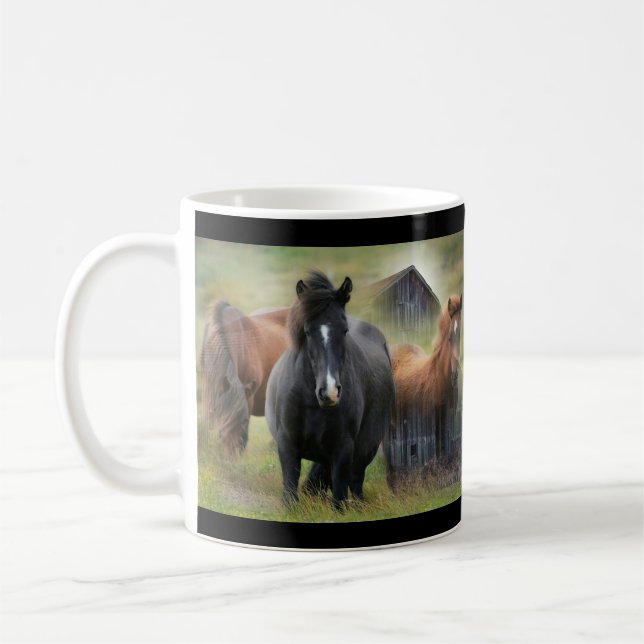 Schöne Pferde und rustikale Scheune Kaffeetasse (Links)
