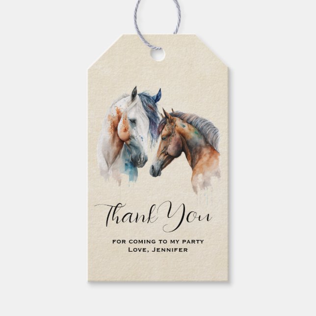 Schöne Pferde Western Boho Party Vielen Dank Geschenkanhänger (Vorderseite)